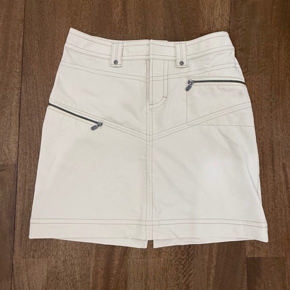 Athleta Pants - Athleta Womens Active Skort Off White Cream Zipper Pockets Hiking Mini Skirt 4